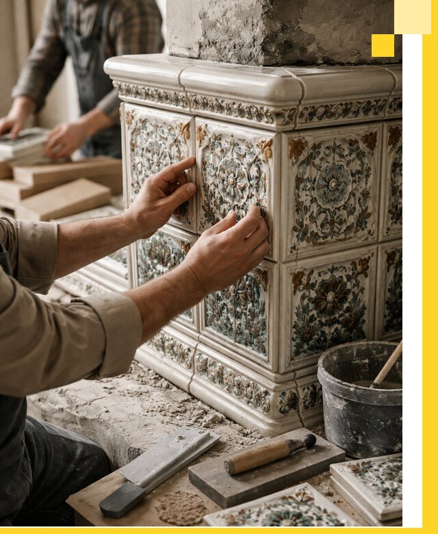 Изразцовые камины под ключ в Богородицке: проект и монтаж