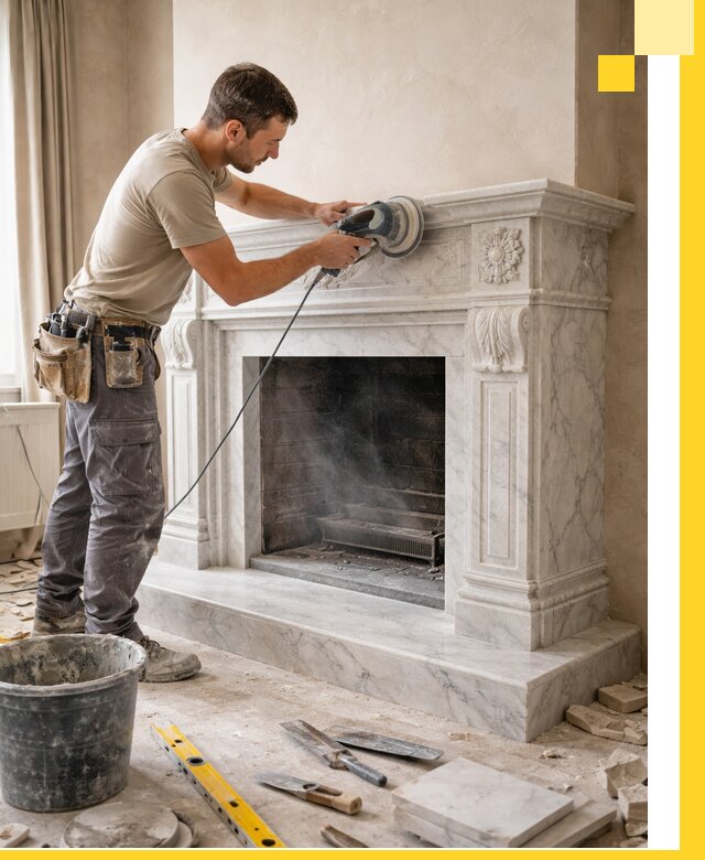 Изготовление и установка мраморных каминов в Богородицке под ключ