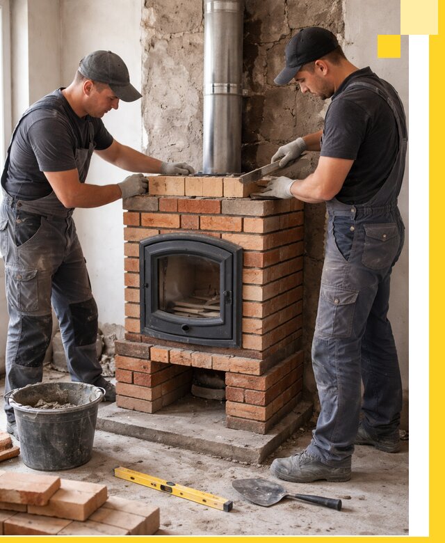 Монтаж печи камина под ключ в Богородицке с гарантией и пусконаладкой