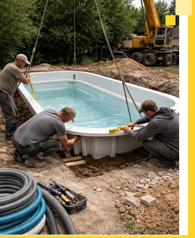 Установка и монтаж композитных бассейнов под ключ в Богородицке