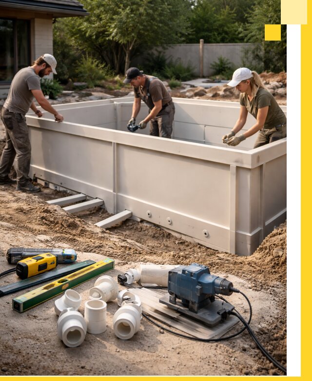 Установка полипропиленовых бассейнов под ключ в Богородицке