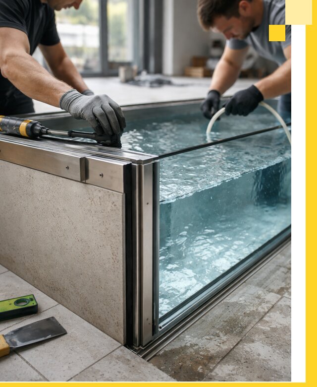 Проектирование и монтаж стеклянных бассейнов в Богородицке