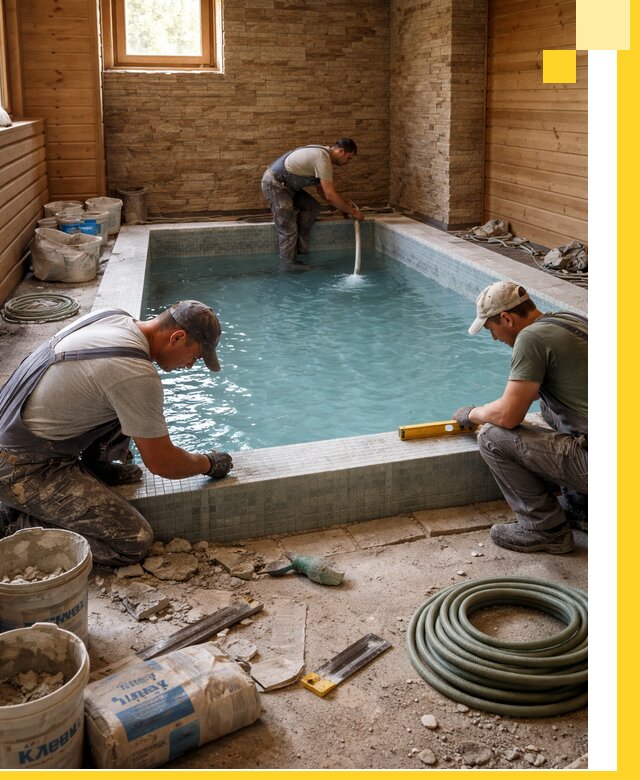 Проектирование и строительство бассейнов для бани в Богородицке