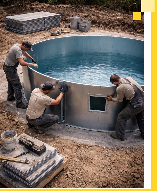 Круглые бассейны под ключ в Богородицке проектирование и монтаж