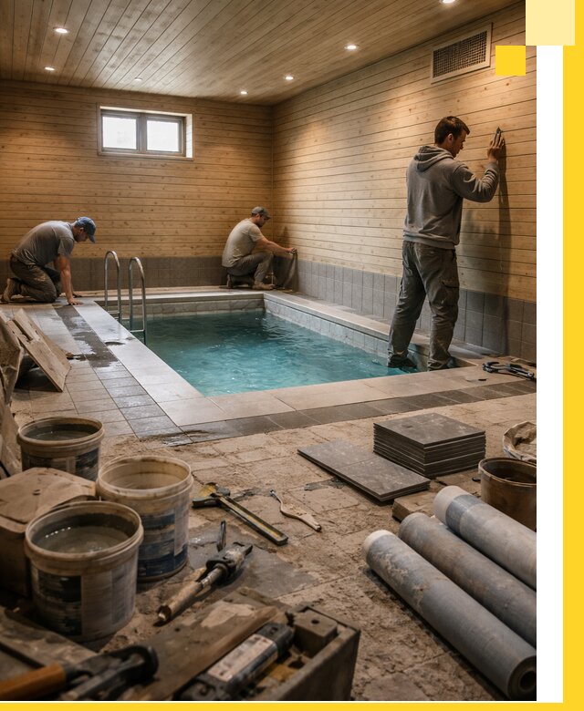 Строительство бани с бассейном и сауной под ключ в Богородицке