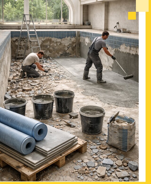 Реконструкция бассейнов в Богородицке: ремонт, гидроизоляция