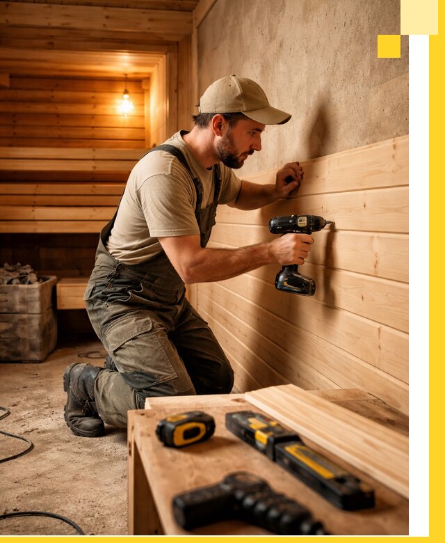 Профессиональная внутренняя отделка бани в Богородицке под ключ