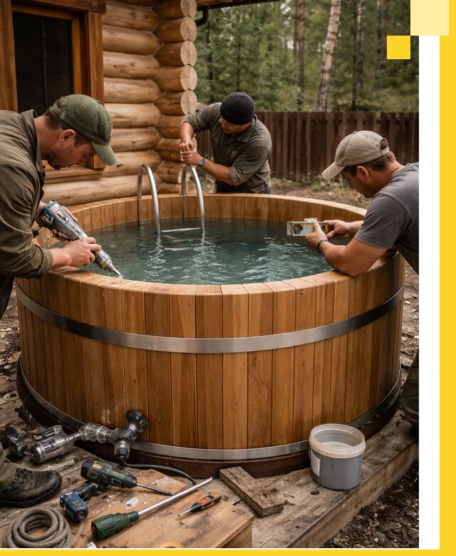 Строительство бань с купелью под ключ и отделкой в Богородицке