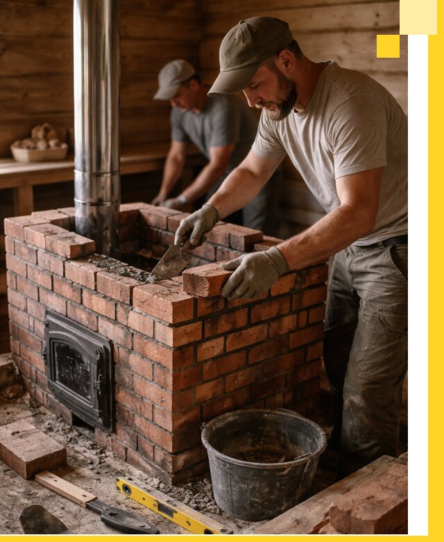 Кирпичные печи для бани под ключ в Богородицке, проект и монтаж