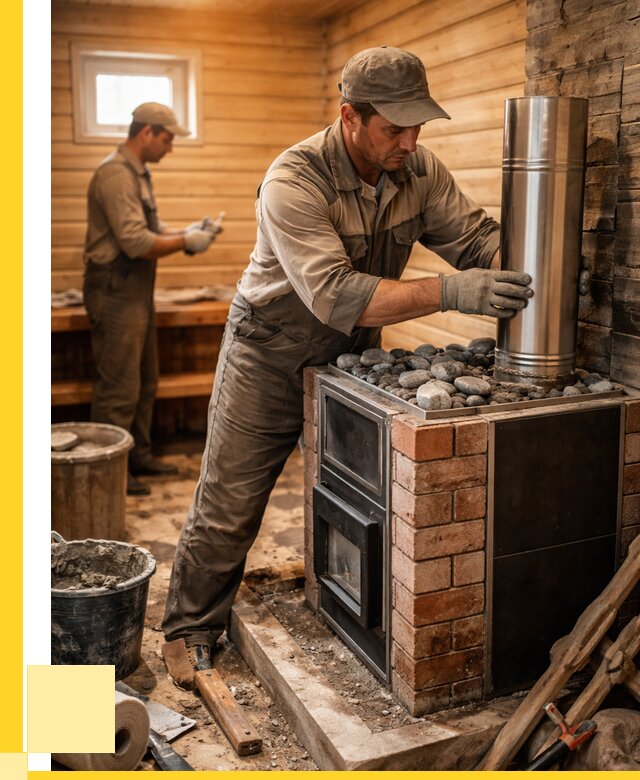 Монтаж печи в бане под ключ в Богородицке от 21372 р. | ЭриданБгд