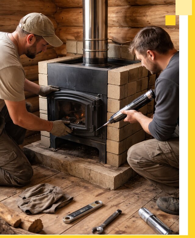 Монтаж и установка печи в бане под ключ с гарантией в Богородицке