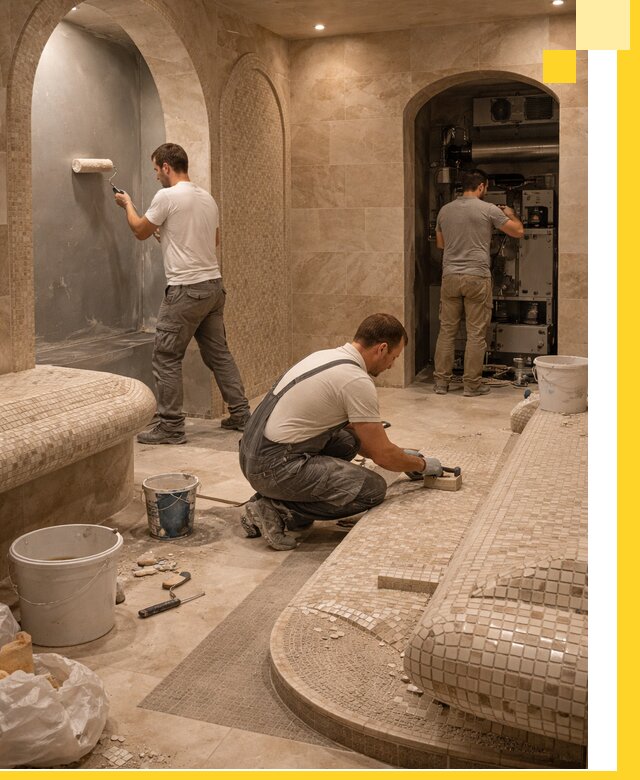 Строительство бани с хамамом и бассейном под ключ в Богородицке