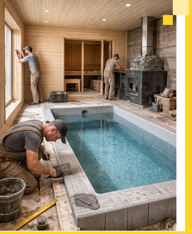 Проект бани с бассейном и сауной в Богородицке под ключ