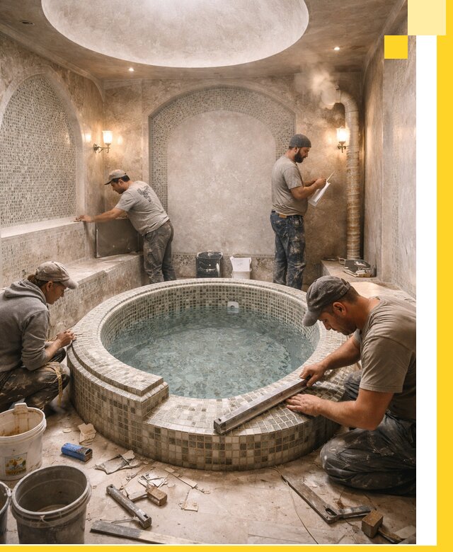 Профессиональное строительство хамама с бассейном в Богородицке под ключ