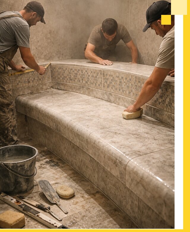 Изготовление и установка сидений для хамама в Богородицке